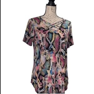 1283. Hemish U.S.A Multicolor Crisscross‎ Women's Top